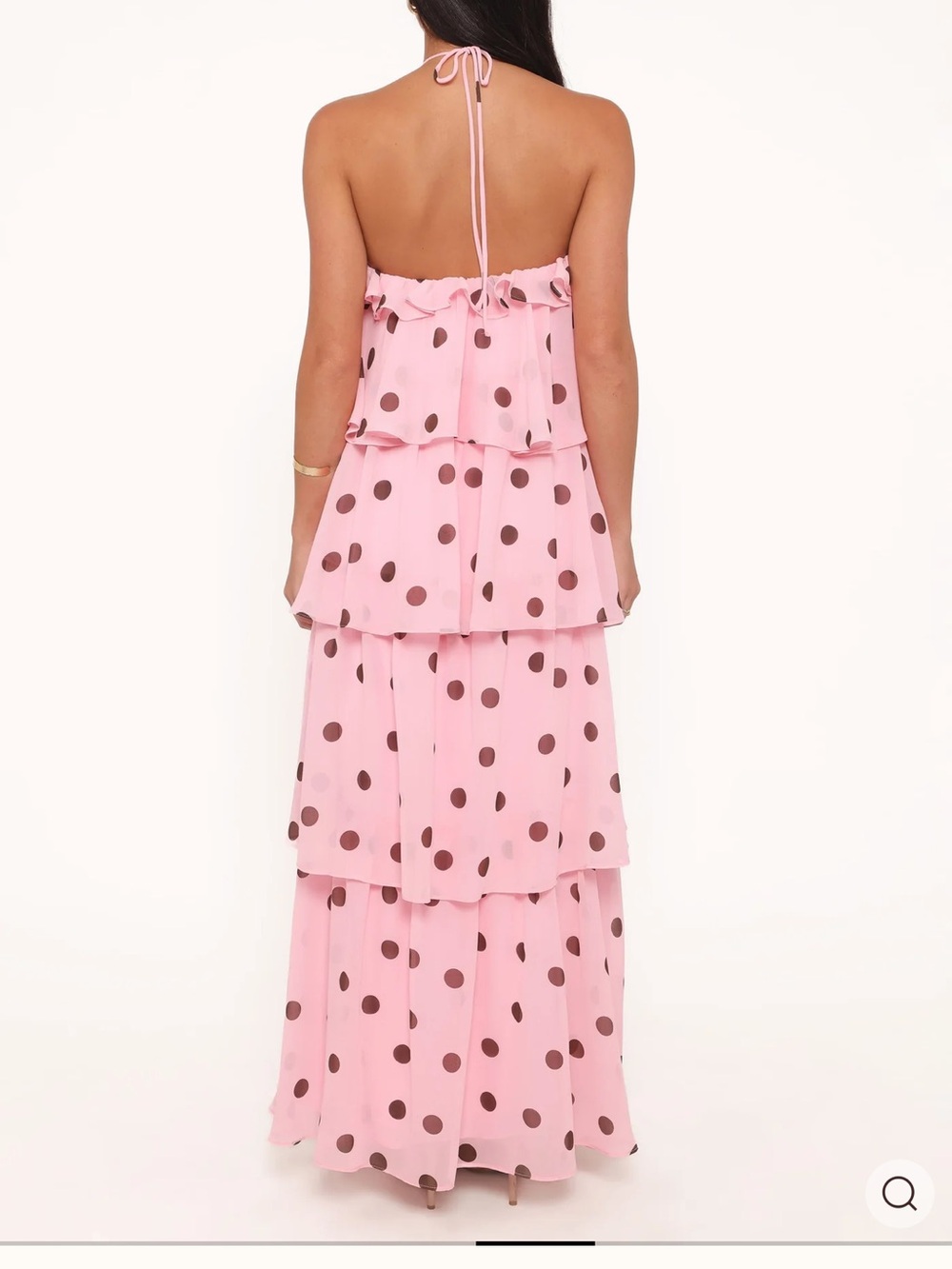 Pink Polka Dot Tiered Halter Maxi Dress - Picture 2 of 3